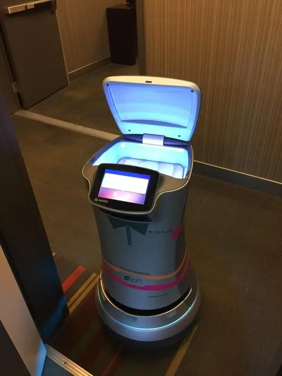 A robot delivering toilet paper