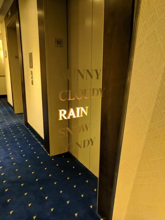 Mirror showing weather